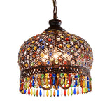 White/Brass 3 Bulbs Chandelier Lamp Traditional Metal Dome Hanging Ceiling Light for Restaurant Clearhalo 'Ceiling Lights' 'Chandeliers' Lighting' options 392949