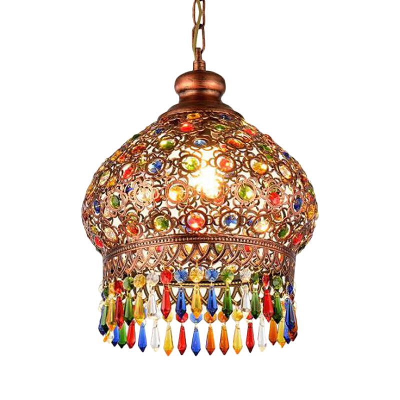 Metal Dome Chandelier Light Fixture Decorative 3 Heads Corridor Suspension Pendant in Brass Clearhalo 'Ceiling Lights' 'Pendant Lights' 'Pendants' Lighting' 392958