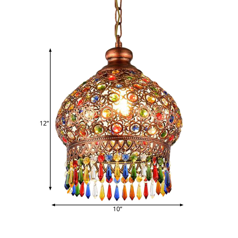 Metal Dome Chandelier Light Fixture Decorative 3 Heads Corridor Suspension Pendant in Brass Clearhalo 'Ceiling Lights' 'Pendant Lights' 'Pendants' Lighting' 392959