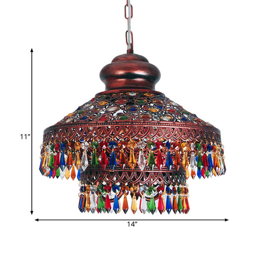 Copper Cone Hanging Chandelier Bohemian Metal 3 Heads Dining Room Pendant Ceiling Light Clearhalo 'Ceiling Lights' 'Chandeliers' Lighting' options 392984