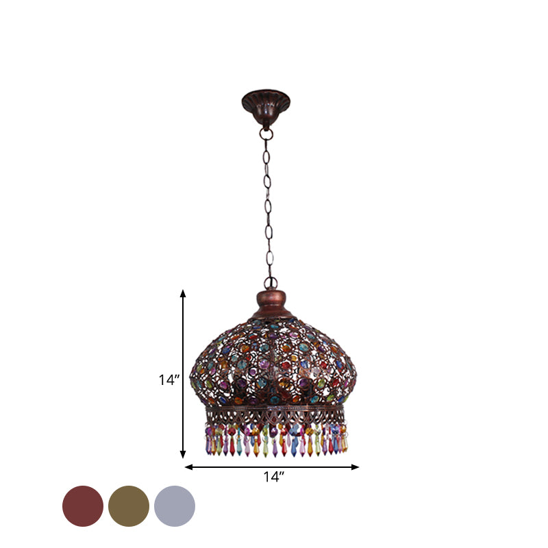 14"/18" W Metal Dome Chandelier Light Fixture Decorative 3 Lights Living Room Hanging Lamp in Silver/Brass/Copper Clearhalo 'Ceiling Lights' 'Chandeliers' Lighting' options 393010