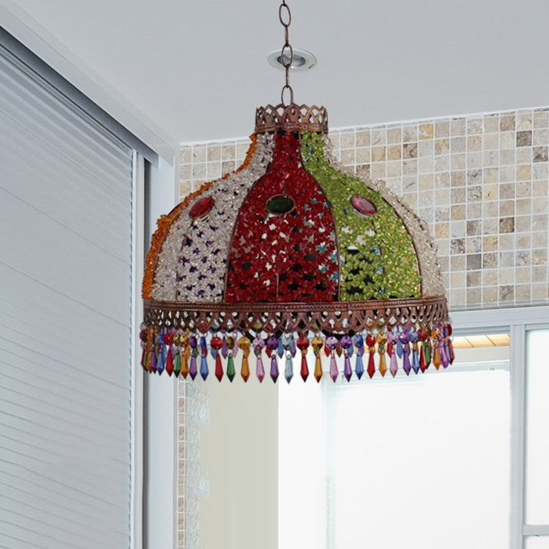 Decorative Bowl Pendant Chandelier 3/6 Bulbs Metal Down Lighting in Orange/Green/Taupe, 14.5"/17"/23.5" Width Clearhalo 'Ceiling Lights' 'Chandeliers' Lighting' options 393050