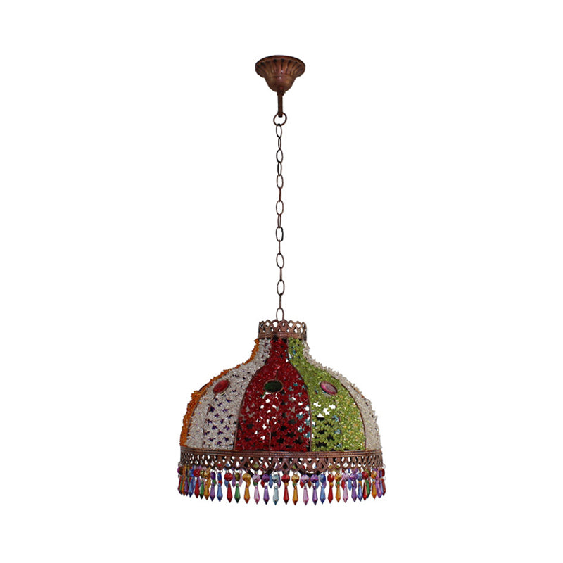 Decorative Bowl Pendant Chandelier 3/6 Bulbs Metal Down Lighting in Orange/Green/Taupe, 14.5"/17"/23.5" Width Clearhalo 'Ceiling Lights' 'Chandeliers' Lighting' options 393052