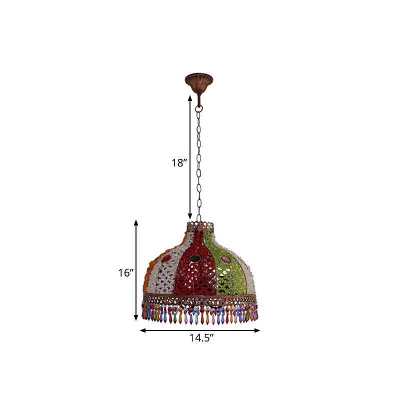 Decorative Bowl Pendant Chandelier 3/6 Bulbs Metal Down Lighting in Orange/Green/Taupe, 14.5"/17"/23.5" Width Clearhalo 'Ceiling Lights' 'Chandeliers' Lighting' options 393054
