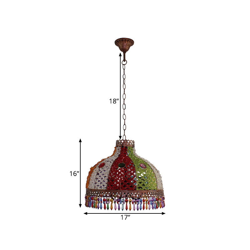 Decorative Bowl Pendant Chandelier 3/6 Bulbs Metal Down Lighting in Orange/Green/Taupe, 14.5"/17"/23.5" Width Clearhalo 'Ceiling Lights' 'Chandeliers' Lighting' options 393055