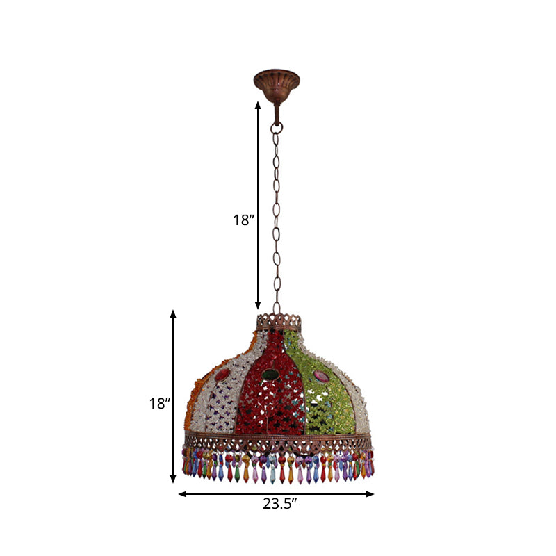 Decorative Bowl Pendant Chandelier 3/6 Bulbs Metal Down Lighting in Orange/Green/Taupe, 14.5"/17"/23.5" Width Clearhalo 'Ceiling Lights' 'Chandeliers' Lighting' options 393056