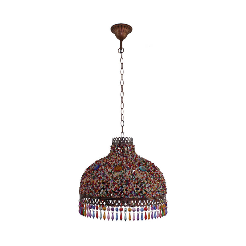 Decorative Bowl Pendant Chandelier 3/6 Bulbs Metal Down Lighting in Orange/Green/Taupe, 14.5"/17"/23.5" Width Taupe Clearhalo 'Ceiling Lights' 'Chandeliers' Lighting' options 393059_ff243588-6819-41e6-87a2-7ea74ce63994