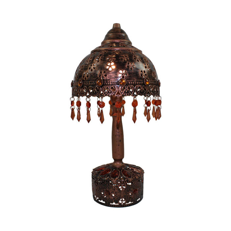 Metal Copper Nightstand Lighting Bowl 1 Head Art Deco Night Table Lamp for Living Room Clearhalo 'Lamps' 'Table Lamps' Lighting' 393152