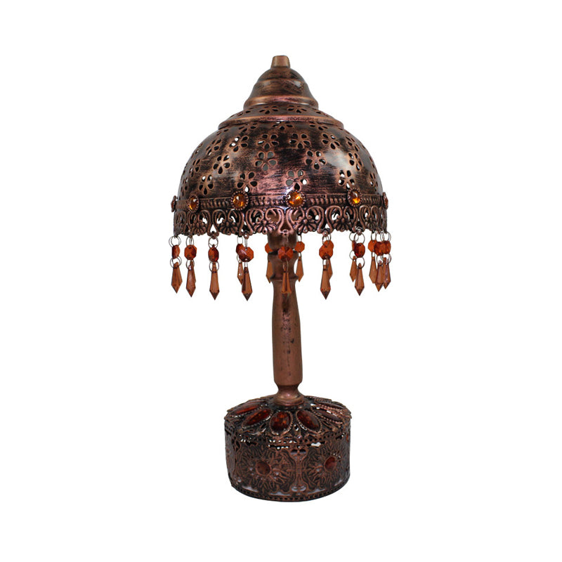 Metal Copper Nightstand Lighting Bowl 1 Head Art Deco Night Table Lamp for Living Room Clearhalo 'Lamps' 'Table Lamps' Lighting' 393153