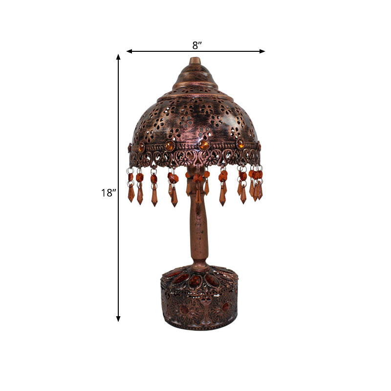 Metal Copper Nightstand Lighting Bowl 1 Head Art Deco Night Table Lamp for Living Room Clearhalo 'Lamps' 'Table Lamps' Lighting' 393154