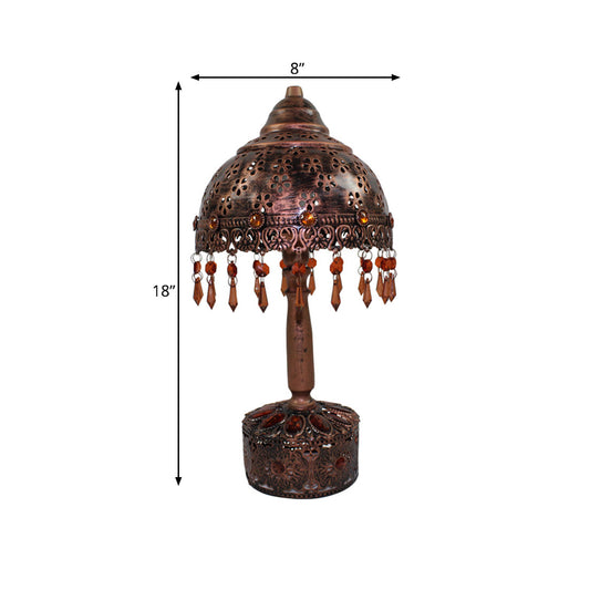 Metal Copper Nightstand Lighting Bowl 1 Head Art Deco Night Table Lamp for Living Room Clearhalo 'Lamps' 'Table Lamps' Lighting' 393154