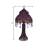 Dome Bedroom Night Table Lamp Decorative Metal 1 Light Purple Nightstand Lighting with Dangling Crystal Clearhalo 'Lamps' 'Table Lamps' Lighting' 393177