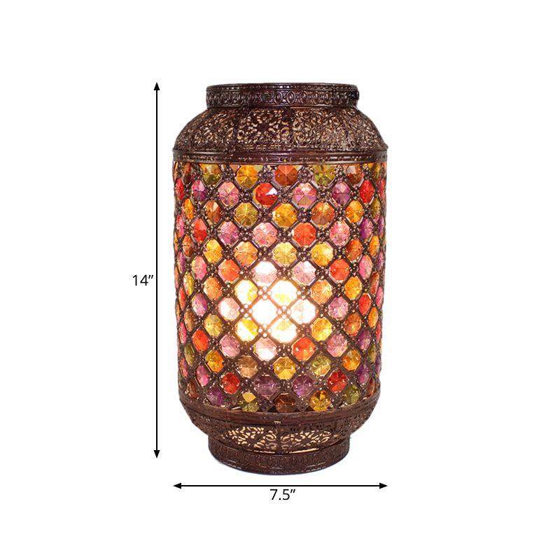 Metal Copper Nightstand Lamp Lantern 1-Light Decorative Night Table Lighting for Dining Room Clearhalo 'Lamps' 'Table Lamps' Lighting' 393284