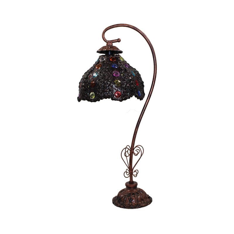 Bohemian Scalloped Night Lighting 1 Head Metal Nightstand Lamp in Black for Study Room Clearhalo 'Lamps' 'Table Lamps' Lighting' 393316