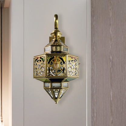 Metal Brass Sconce Light Fixture Hollow Out 1-Bulb Arab Wall Mounted Lamp for Restaurant Brass Clearhalo 'Wall Lamps & Sconces' 'Wall Lights' Lighting' 393403