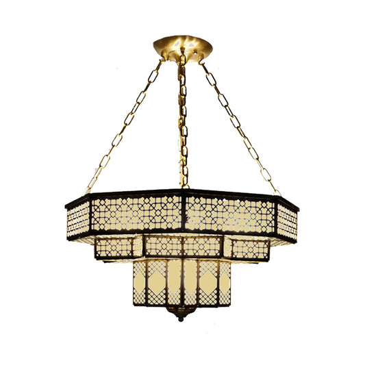 Metallic Brass Flush Lamp Fixture Geometric 7 Lights Traditional Semi Flush Mount Lamp Clearhalo 'Ceiling Lights' 'Chandeliers' Lighting' options 393435