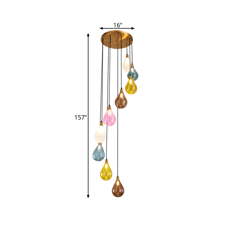 9 Lights Balloon Cluster Pendant Modern White/Pink Glass LED Hanging Ceiling Lamp with Spiral Design Clearhalo 'Ceiling Lights' 'Glass shade' 'Glass' 'Modern Pendants' 'Modern' 'Pendant Lights' 'Pendants' Lighting' 393488