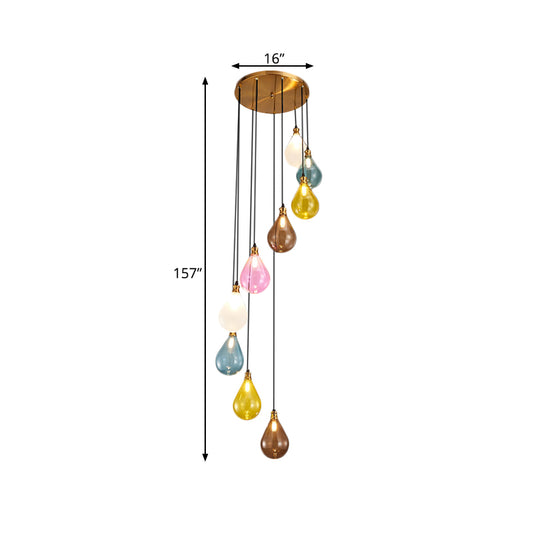 9 Lights Balloon Cluster Pendant Modern White/Pink Glass LED Hanging Ceiling Lamp with Spiral Design Clearhalo 'Ceiling Lights' 'Glass shade' 'Glass' 'Modern Pendants' 'Modern' 'Pendant Lights' 'Pendants' Lighting' 393488