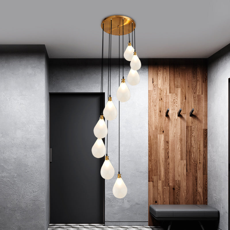 9 Lights Balloon Cluster Pendant Modern White/Pink Glass LED Hanging Ceiling Lamp with Spiral Design Clearhalo 'Ceiling Lights' 'Glass shade' 'Glass' 'Modern Pendants' 'Modern' 'Pendant Lights' 'Pendants' Lighting' 393490