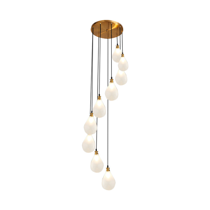 9 Lights Balloon Cluster Pendant Modern White/Pink Glass LED Hanging Ceiling Lamp with Spiral Design Clearhalo 'Ceiling Lights' 'Glass shade' 'Glass' 'Modern Pendants' 'Modern' 'Pendant Lights' 'Pendants' Lighting' 393492