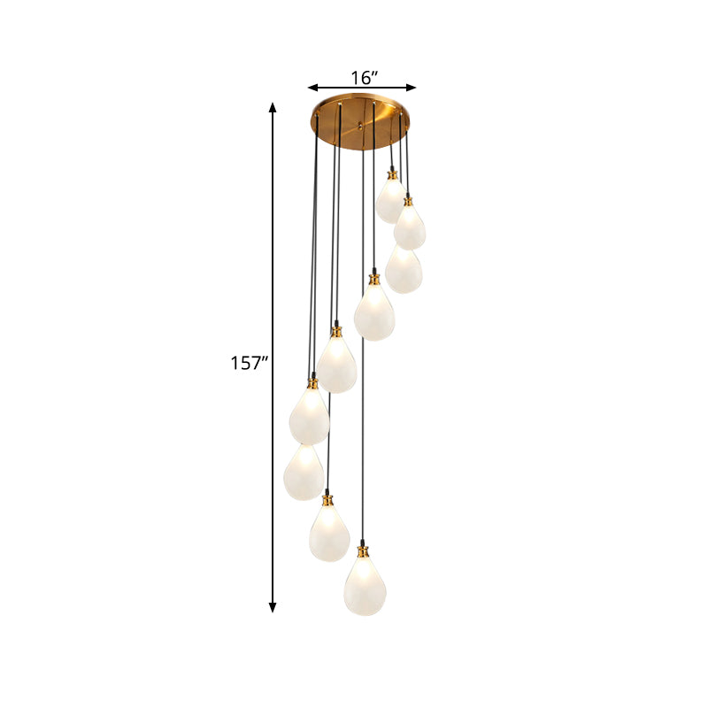 9 Lights Balloon Cluster Pendant Modern White/Pink Glass LED Hanging Ceiling Lamp with Spiral Design Clearhalo 'Ceiling Lights' 'Glass shade' 'Glass' 'Modern Pendants' 'Modern' 'Pendant Lights' 'Pendants' Lighting' 393493