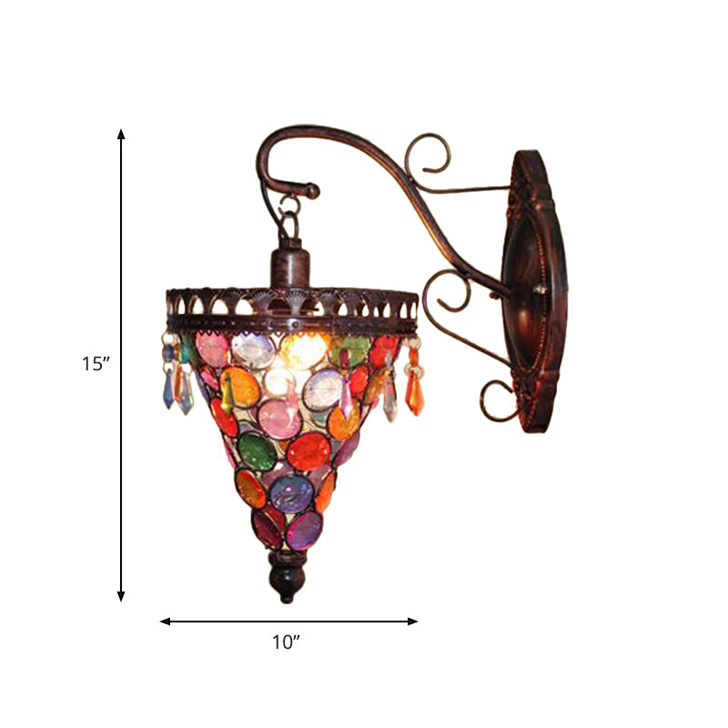 Cone Metal Wall Lamp Sconce Art Deco 1 Head Living Room Wall Light Fixture in Orange/Blue/Purple with Glass Accent Clearhalo 'Wall Lamps & Sconces' 'Wall Lights' Lighting' 393875