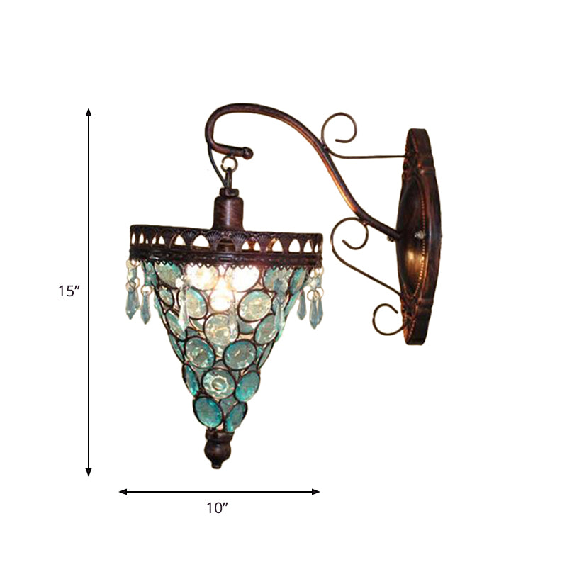 Cone Metal Wall Lamp Sconce Art Deco 1 Head Living Room Wall Light Fixture in Orange/Blue/Purple with Glass Accent Clearhalo 'Wall Lamps & Sconces' 'Wall Lights' Lighting' 393879