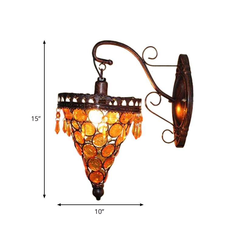 Cone Metal Wall Lamp Sconce Art Deco 1 Head Living Room Wall Light Fixture in Orange/Blue/Purple with Glass Accent Clearhalo 'Wall Lamps & Sconces' 'Wall Lights' Lighting' 393883