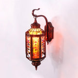 Copper Lantern Wall Mount Lighting Antique Metal 1 Head Restaurant Sconce Light Fixture Clearhalo 'Wall Lamps & Sconces' 'Wall Lights' Lighting' 394429