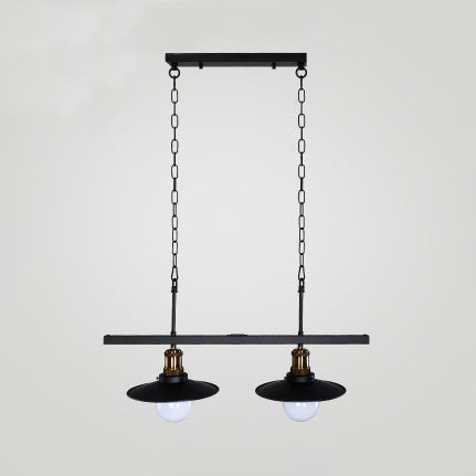 Flared Metal Hanging Ceiling Light Industrial 2/3 Lights Kitchen Pendant Light with Adjustable Chain in Black 2 Black Clearhalo 'Ceiling Lights' 'Island Lights' Lighting' 39459