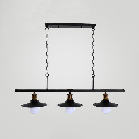 Flared Metal Hanging Ceiling Light Industrial 2/3 Lights Kitchen Pendant Light with Adjustable Chain in Black Clearhalo 'Ceiling Lights' 'Island Lights' Lighting' 39460