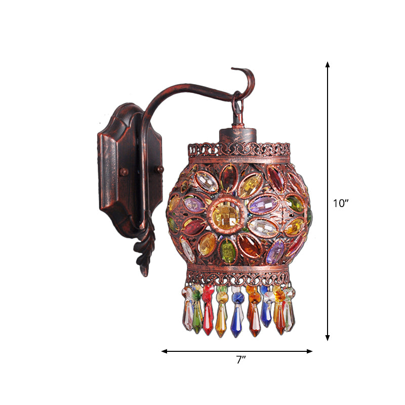 Metal Global Wall Lamp Sconce Vintage 1 Head Living Room Wall Lighting Fixture in Rust Clearhalo 'Wall Lamps & Sconces' 'Wall Lights' Lighting' 394665