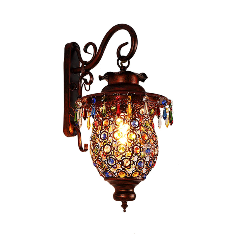 1 Head Wall Mounted Light Fixture Traditional Bedroom Wall Sconce Lamp with Urn/Globe Metal Shade in Copper, 8"/12" W Clearhalo 'Wall Lamps & Sconces' 'Wall Lights' Lighting' 394710