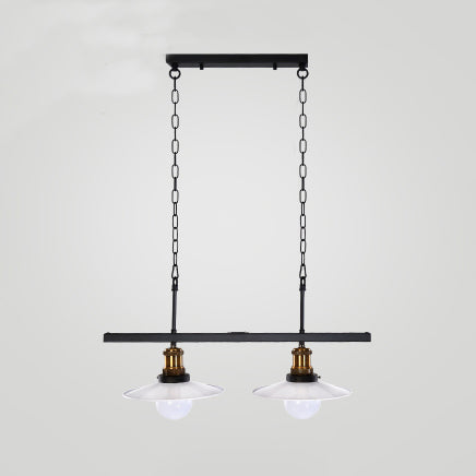 Cone Metal Hanging Pendant Industrial 2/3-Light Kitchen Island Light Fixture in White with Chain 2 White Clearhalo 'Ceiling Lights' 'Island Lights' Lighting' 39473