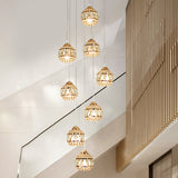 8 Lights Meteor Shower Cluster Pendant Modern Gold Crystal Hanging Ceiling Light for Stair Clearhalo 'Ceiling Lights' 'Modern Pendants' 'Modern' 'Pendant Lights' 'Pendants' Lighting' 398662