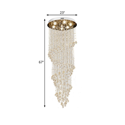 Modern Swirling Strand Ceiling Lamp 7 Lights Crystal LED Cluster Pendant Light in Gold Clearhalo 'Ceiling Lights' 'Modern Pendants' 'Modern' 'Pendant Lights' 'Pendants' Lighting' 398680