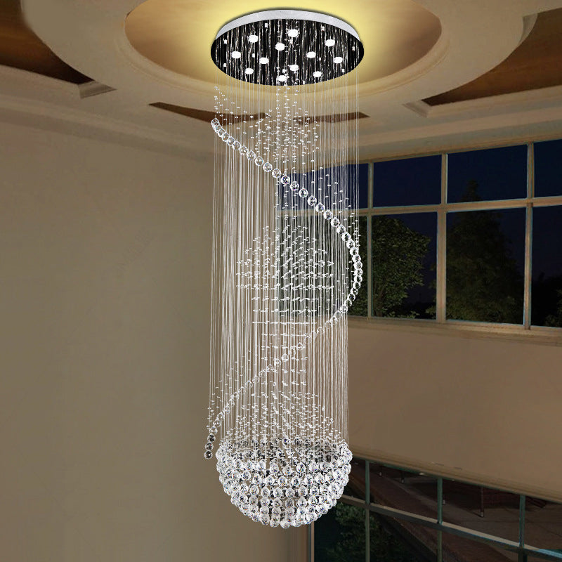 12 Heads Orbs and Rods Hanging Lamp Modernist Silver Crystal LED Cluster Pendant Light Clearhalo 'Ceiling Lights' 'Modern Pendants' 'Modern' 'Pendant Lights' 'Pendants' Lighting' 398702