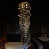 10-Head Spiral Cascades Hanging Lamp Modernism Brass Clear Crystal LED Multi Light Pendant Brass Clearhalo 'Ceiling Lights' 'Modern Pendants' 'Modern' 'Pendant Lights' 'Pendants' Lighting' 398736