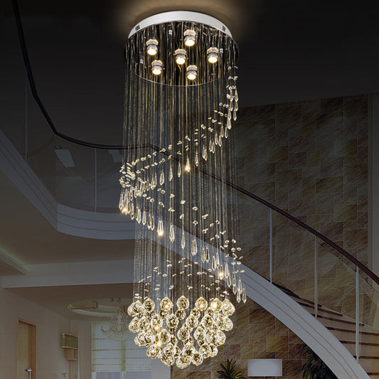 6-Light LED Cluster Pendant Light Modernist Twirl Crystal Hanging Ceiling Lamp in Silver Silver Clearhalo 'Ceiling Lights' 'Modern Pendants' 'Modern' 'Pendant Lights' 'Pendants' Lighting' 398776