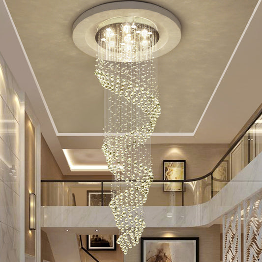 Spiral Living Room LED Pendant Lamp Minimalist Clear Crystal 13-Light Silver Multi Light Chandelier Silver Clearhalo 'Ceiling Lights' 'Modern Pendants' 'Modern' 'Pendant Lights' 'Pendants' Lighting' 398791