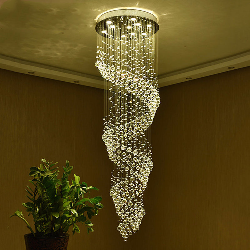Spiral Living Room LED Pendant Lamp Minimalist Clear Crystal 13-Light Silver Multi Light Chandelier Clearhalo 'Ceiling Lights' 'Modern Pendants' 'Modern' 'Pendant Lights' 'Pendants' Lighting' 398792