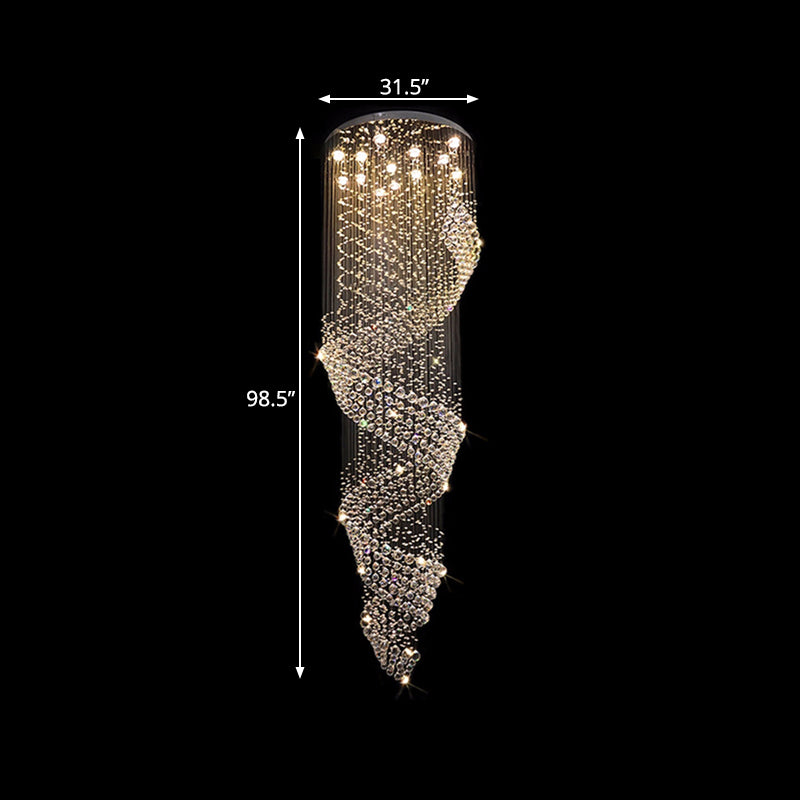 Spiral Living Room LED Pendant Lamp Minimalist Clear Crystal 13-Light Silver Multi Light Chandelier Clearhalo 'Ceiling Lights' 'Modern Pendants' 'Modern' 'Pendant Lights' 'Pendants' Lighting' 398795