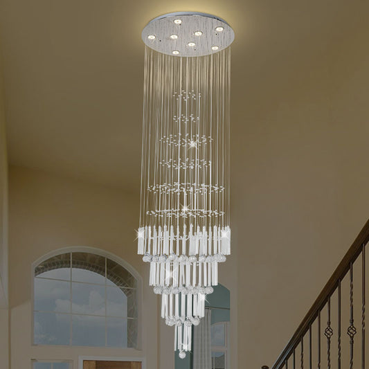 Crystal White Cluster Pendant Light Orbs and Rods 8 Lights Modern LED Hanging Ceiling Lamp White Clearhalo 'Ceiling Lights' 'Modern Pendants' 'Modern' 'Pendant Lights' 'Pendants' Lighting' 398806