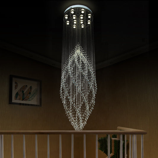 Silver Twirling Ceiling Light Modern Crystal 12-Bulb Stair LED Multi Pendant Chandelier Clearhalo 'Ceiling Lights' 'Modern Pendants' 'Modern' 'Pendant Lights' 'Pendants' Lighting' 398837