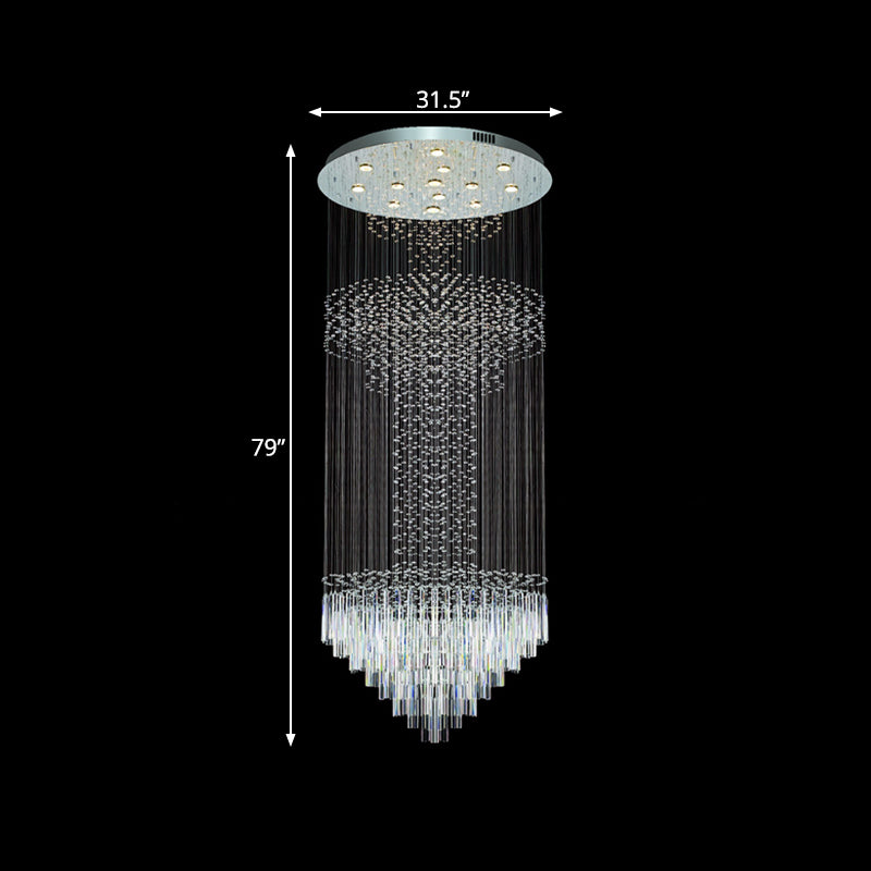 13-Head Orbs and Rods Hanging Light Contemporary Silver Crystal LED Cluster Pendant Light Clearhalo 'Ceiling Lights' 'Modern Pendants' 'Modern' 'Pendant Lights' 'Pendants' Lighting' 398860