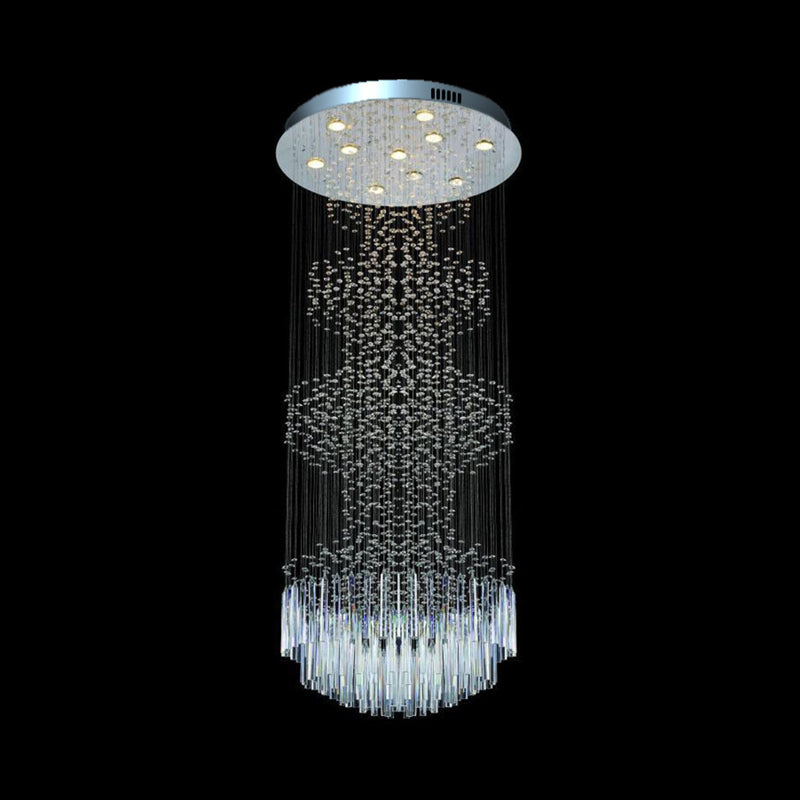 Modern Orbs and Rods Ceiling Lamp 10 Lights Crystal LED Multi Hanging Light Fixture in Silver Clearhalo 'Ceiling Lights' 'Modern Pendants' 'Modern' 'Pendant Lights' 'Pendants' Lighting' 398864