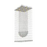 Modernist Waterfall Pendant Light 9-Bulb Crystal LED Multi Ceiling Lamp in Silver with Square Canopy Clearhalo 'Ceiling Lights' 'Modern Pendants' 'Modern' 'Pendant Lights' 'Pendants' Lighting' 398869