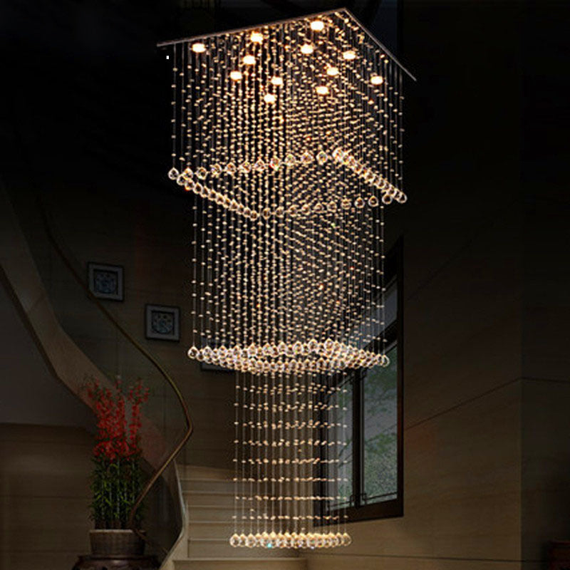 Silver 13-Head LED Hanging Light Modernism Crystal Square Multi Pendant Light Fixture Clearhalo 'Ceiling Lights' 'Modern Pendants' 'Modern' 'Pendant Lights' 'Pendants' Lighting' 398872