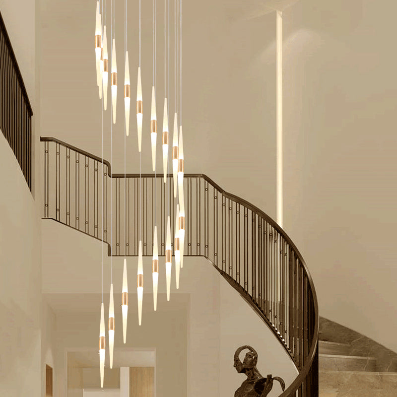 Acrylic Spiral Hanging Lighting Modernist 8/12/18 Lights Stair LED Multi Lamp Pendant in White Clearhalo 'Ceiling Lights' 'Modern Pendants' 'Modern' 'Pendant Lights' 'Pendants' Lighting' 398887