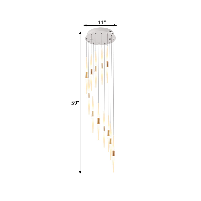 Acrylic Spiral Hanging Lighting Modernist 8/12/18 Lights Stair LED Multi Lamp Pendant in White Clearhalo 'Ceiling Lights' 'Modern Pendants' 'Modern' 'Pendant Lights' 'Pendants' Lighting' 398890